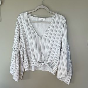 Lavender Field Cropped Top Cream w/stripes  Large